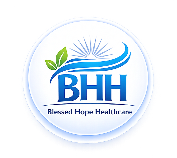 BHH Blessed Hope Healthcare logo featuring a medical cross and heart symbol representing compassionate patient care